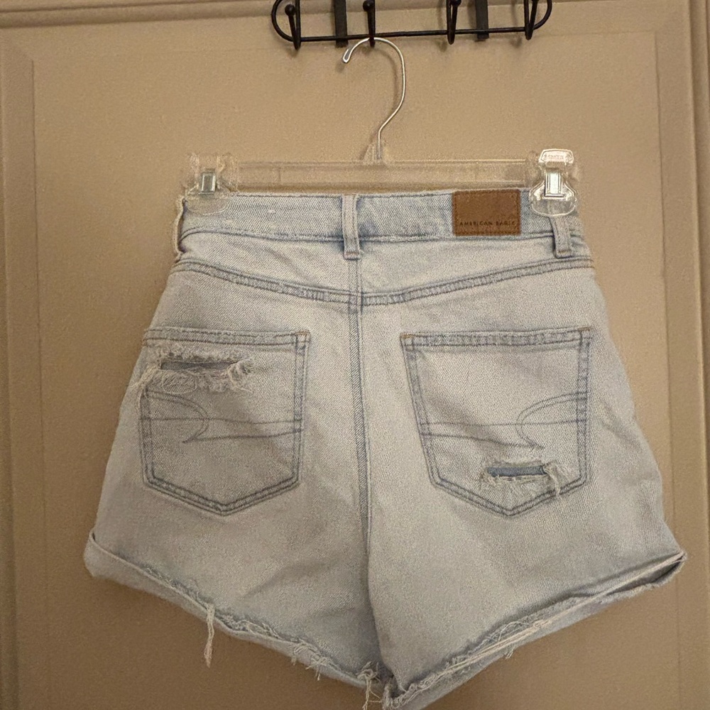 American Eagle Outfitters Light Blue Ripped Jean Shorts - Picture 2 of 4